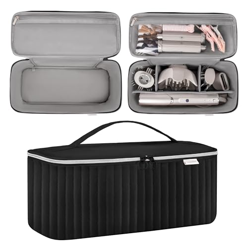 Travel Carrying Case for Hair Dryer Shark Flexstyle Dyson Airwrap Brush Hair Accessories Tools Storage Bag for Revlon Hairdryer Styler Organizer (Black)