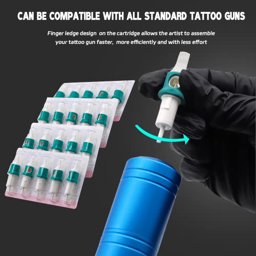 Tattoo Cartridge Needles 40Pcs Disposable Standard Tattoo Needles Kit Mixed Size Tattoo Cartridges with Membrane and Finger Ledge 1003RL 1205RL 1207RL 1209RL 1207RS 1209RM 1215RM 1211M1