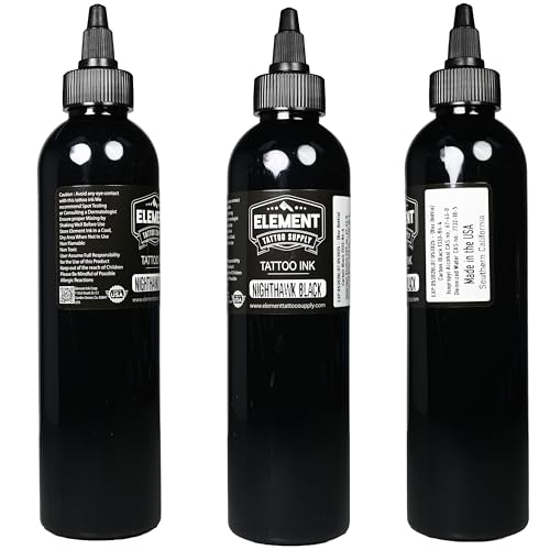 Element Tattoo Supply Black and White Tattoo Ink Set 8oz Professional Set for Human Skin Tattooing Mixing Outlining Highlight