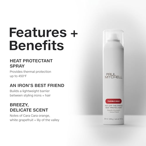 Paul Mitchell Hot Off The Press Thermal Protection Hairspray, Perfect Prep + Finish For Heat Styling, For All Hair Types, 6 oz