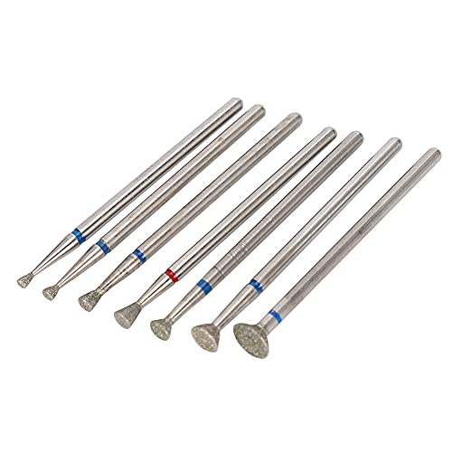 Nail Art Manicure Drill Bits Set, 7Pcs Nail Grinding Head Drill Bits, Electric Manicure Grinding Head Tool, Manicure Polishing Drill Machine Bits for Acrylic Gel Nails Cuticle Manicure Pedicure(NO.03)