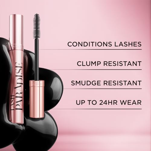 L'Oreal Paris Voluminous Makeup Lash Paradise Mascara, Voluptuous Volume, Intense Length, Feathery Soft Full Lashes, No Flaking, No Smudging, No Clumping, Blackest Black, 0.28 Fl Oz (Pack of 1)