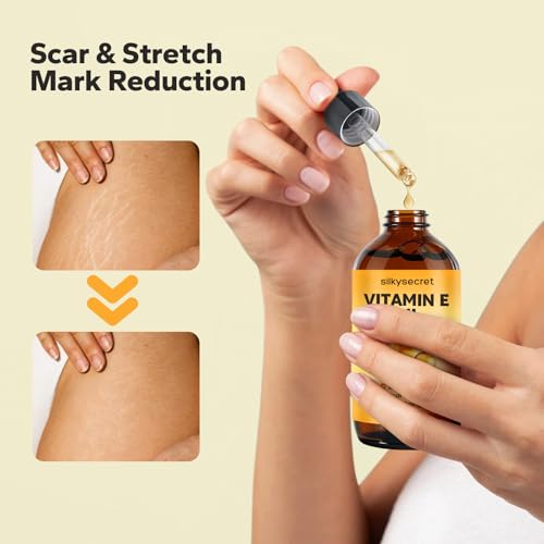 Organic Vitamin E Oil (4.05 Fl Oz), 50,000 IU Face and Body Moisturizer with Almond, Jojoba, and Rosehip Oils, Skincare & Face Moisturizer for Healthy Radiant Skin