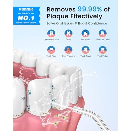 Water Flosser, Cordless Water Dental Flosser, 9 Jet Tips 5 Modes 300ML IPX7 Waterproof, Portable Rechargeable Oral Irrigator for Home Travel - Gums, Orthodontic, Braces Care - Black