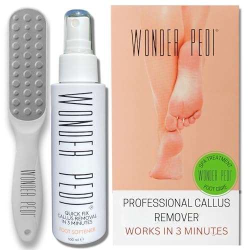 Callus Remover - Three Minutes Quick Fix- Foot File Rasp - Instant Foot Exfoliating Softener Peel Spray, Heels Callus Scrubber File - Home Spa Pedicure Treatment. Wonder Pedi