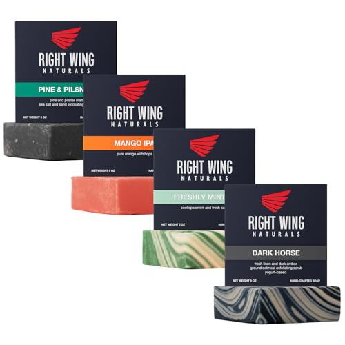 Right Wing Naturals Bar Soap Gift Set for Men | Handcrafted Cold-Pressed | Handmade Organic Soap for Men | Most Popular Flavors | Natural Scented Men¡¯s Bar Soap| Pack of 4 Bars