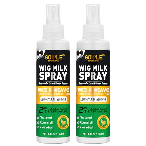 2PCS Wig Milk Spray for Synthetic Hair, Leave-In Conditioner Wig Detangler Spray for Human Wigs, Conditioner £¦ Detangler 2 in 1 Moisturizer, Hydrates & Replenishes Synthetic Hair Wigs Easy Combing