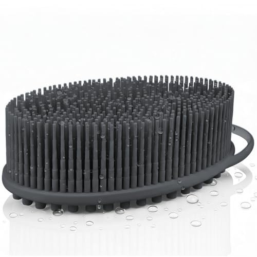 Silicone Body Scrubber for Shower - Gentle Exfoliating Back Scrubber with Soft Bristles - Avilana Premium Dual Sided Bath Brush Massage - Loofah Alternative for Sensitive Skin - Gift Women Men