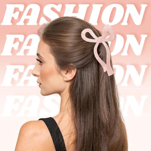 4PCS Large Acrylic Bow Hair Clips for Women, 5" Non-Slip Jelly Color Stylish Clips for Thick Hair