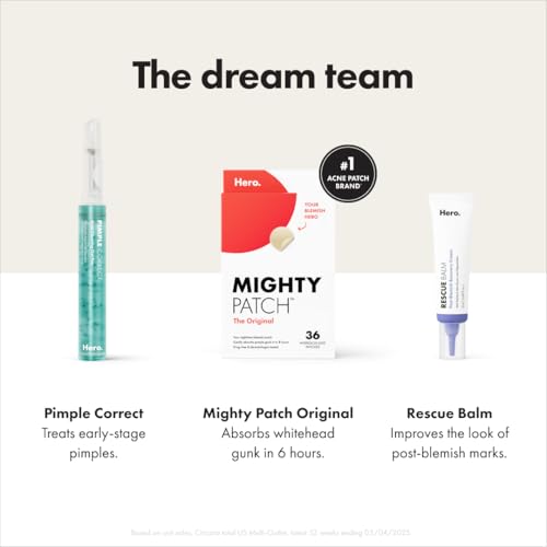 Mighty Patch¢â Original patch from Hero Cosmetics ? The #1 Hydrocolloid Acne Pimple Patch for Shrinking Zits and Whiteheads in 1 use; Nighttime Spot Stickers for Face and Skin (36 Count)