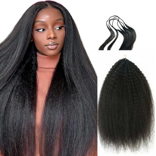 Knotless Pre-Separated Crochet Hair extensions Afro Kinky Straight hair feather crochet 100% human hair extensions for Women Natural Color 20 Inch 120g