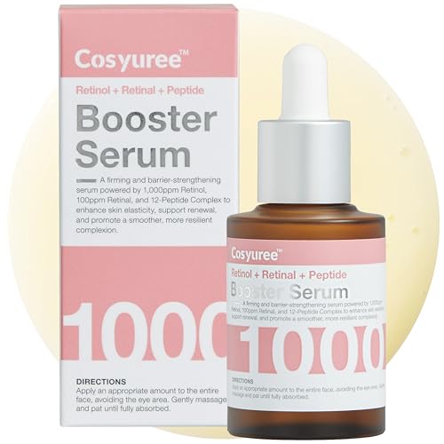 Retinol + Retinal + Peptide Booster Serum ? 1,000ppm Retinol, 100 ppm Retinal, Anti-Aging Face Serum with Peptides, Hyaluronic Acid, Niacinamide & Collagen, Fragrance-Free, 30ml (1.01 fl oz)
