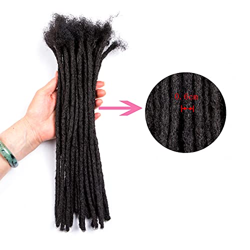 Dreadlocks Extensions 100% Remy Human Hair 12 Inch 40 Strands 0.6 cm Width Permanent Full Handmade Locs Natutal Black Color Can be Dyed and Bleached (12 Inch, 40 Strands)