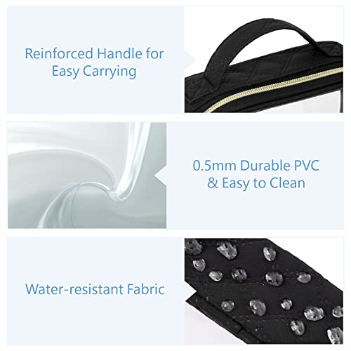 PACKISM Clear Makeup Bag - TSA Approved Toiletry Bag with Handle Large Opening, Clear Toiletry Bags for Traveling Travel Essentials, Travel Bags for Toiletries, Black