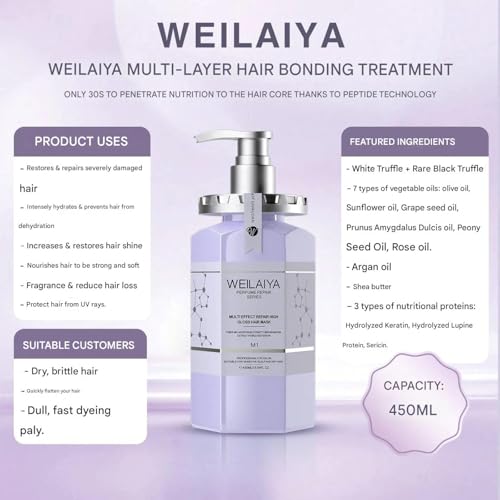 Generic 2X Weilaiya Perfume Repair Series Multi Effect Repair High Gloss Hair Mask 450mL each + FREE Electric Heating Steaming Hair Mask Cap, White