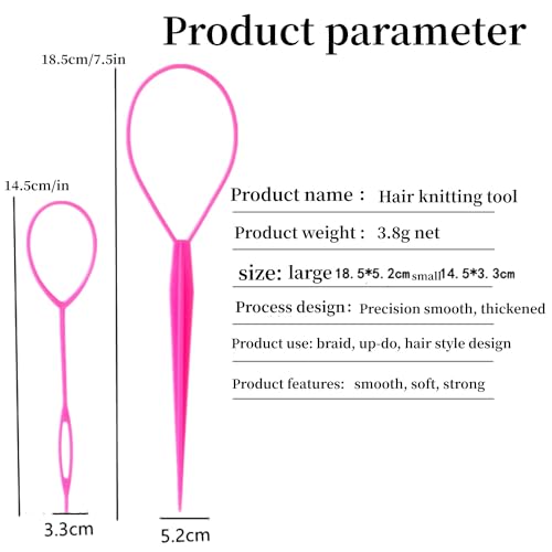 Aigee 6pcs Topsy Tail and Hair Loop Styling Tool Set - Ponytail Makers, French Braid Loops in Large and Small, Hair Pull Through Tools (Pink, Blue, Purple) for Women and Girls
