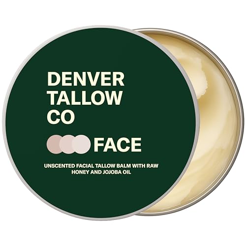 Face Tallow Balm - Grassfed Beef Tallow Facial Moisturizer with Organic Jojoba Oil, Raw Honey, Beeswax - Natural Face Balm - Unscented - 2oz
