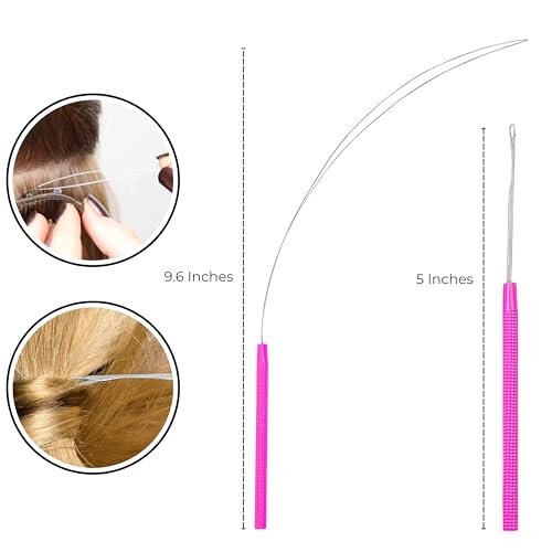 SIVOTE Professional Hair Extension Pliers & Bead Extension Tool Kit ? Stainless Steel Hair Pliers for Bead Extensions, Microlink Tool Kit, & Loop Threader for Micro Beads Hair Extensions Kit Pink