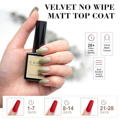 CANNI Matte Top Gel Nail Polish ? 9ML Long-Lasting Soak Off UV LED Gel, Matte Finish for DIY Nail Art at Home or Salon