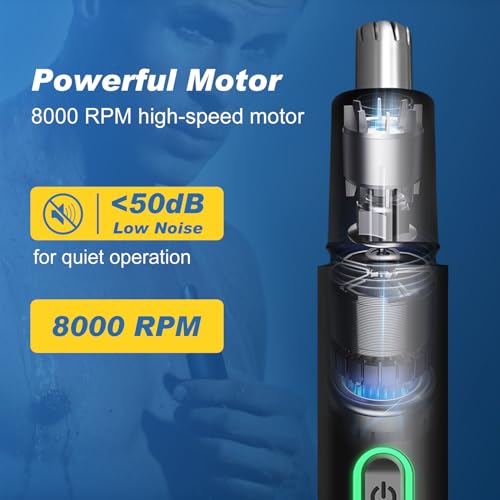 Precision Nose Hair Trimmer ? 360¡Æ Safe & Efficient Electric Trimming, USB Rechargeable, Waterproof, for Nose, Ear, Eyebrows, and Beard Grooming