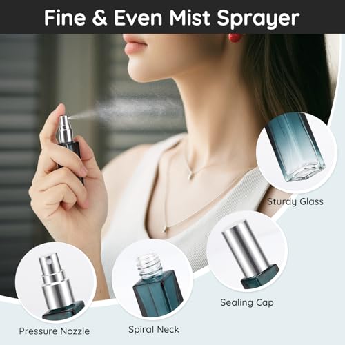 Segbeauty Glass Perfume Bottle Set, 5 Pack of 10ML Mini Travel Atomizer Sprayer for Perfume, Empty Refillable Press Pump Bottle Cologne Dispenser Perfume Spray Bottles Sample Case Travel Essential