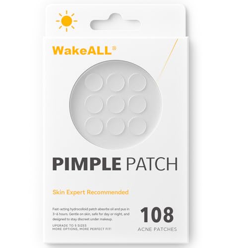 Pimple Patches for Face?Hydrocolloid Acne Patches, 5 Sizes (8/10/12/14/16 mm), 108 ct.?Tea Tree, Salicylic Acid & Centella?Invisible Waterproof Spot Dots, Absorb Fluid & Shrinking Zits and Whiteheads