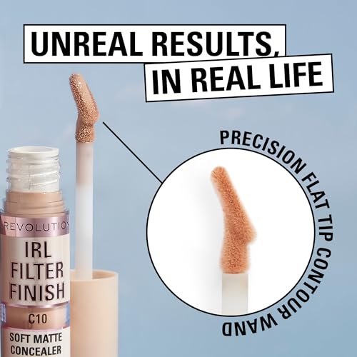 Revolution, IRL Filter Finish Concealer, Full Coverage, Oil-Free, Long-Lasting & Lightweight Formula, Infused with Hyaluronic Acid, Vegan & Cruelty-Free, C1, 0.21 oz