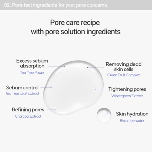 ROVECTIN Pore Care No-Sebum Pad for Sebum Clearing and Pore Clearing with Green Fruit Complex, Gentle Exfoliating Pads - 60 Pads