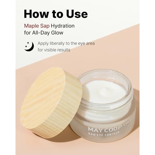 MAY COOP Raw Eye Contour - Korean Eye Cream for Under Eye Care with Sugar Maple Extract 50% & Adenosine Peptides - Hydrating, Firming, Moisturizing for Sensitive Skin, 0.67 fl. oz.