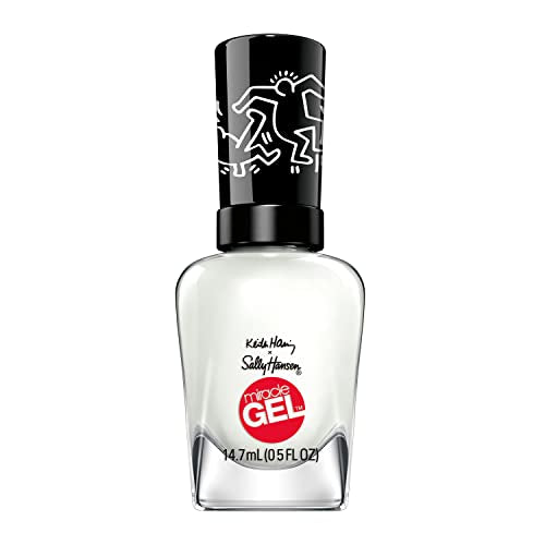 Sally Hansen Miracle Gel Keith Haring Salon Quality Nail Polish | Gel-Like Formula, Two-Step System, No UV Light Needed, Long Lasting | Opaque, Glossy | 918 Blanc Canvas | White Nail Polish