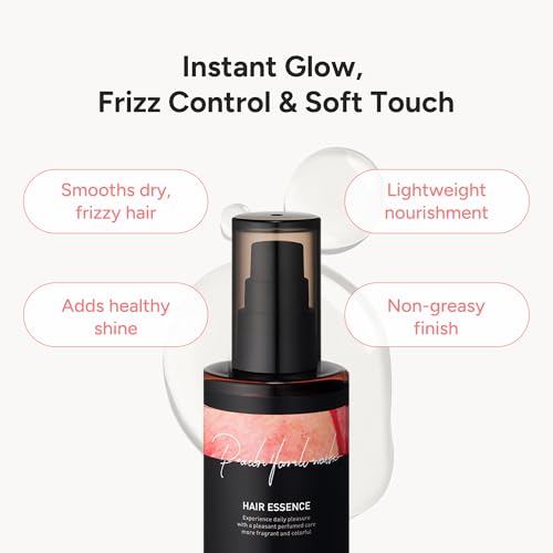 Perfumed Hair Oil & Serum 2-in-1 ? Korean Essence Oil for Frizzy, Dry, Damaged Hair & Glass Hair Shine ? Argan Oil & Amino Acids ? Sulfate & Paraben-Free ? Peach Floral Musk, 100ml / 3.38 fl oz