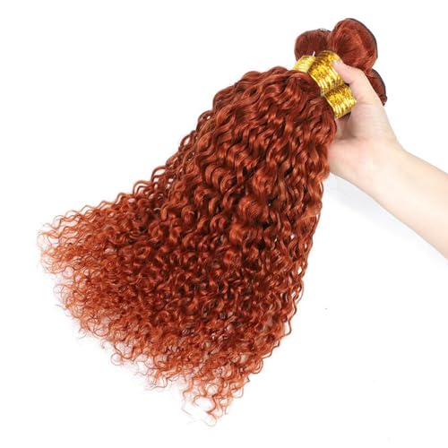 Ginger Orange Kinky Curly Bundles Human Hair Color 350 Curly Human Hair Bundles 8a Grade Double Weft Remy Hair Wet and Wavy Bundles Soft and Silky for Black Woman (24 26 28 inch,3 Bundles)