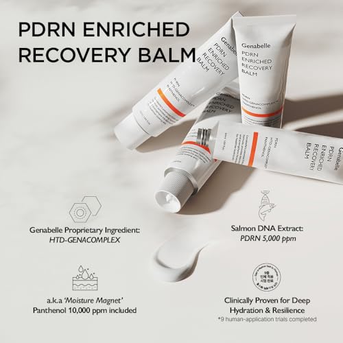 Genabelle PDRN Enriched Recovery Balm ? 5,000 ppm PDRN & 10,000 ppm Panthenol Soothing Repair Cream for Sensitive Skin, Hydration & Barrier Strengthening, 50 ml (1.69 fl oz)