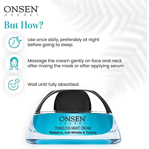 Onsen Secret Wrinkle Repair Tenseless Night Face Cream - Dermatologist Recommended Anti-Wrinkle, Radiance and Tonicity Cream - Anti Aging Ultra Boost Facial Cream for Dry Skin & Age Spots 50ml