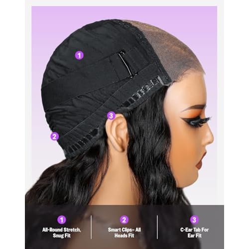 Glueless Wigs Human Hair Pre Plucked Pre Cut Loose Deep Wave Lace Front Wigs Human Hair 6x5 Closure Wig Wear and Go Glueless Loose Curly Wig for Women (200% Density,20 Inch)