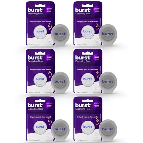 BURST Expanding Dental Floss (Mint Eucalyptus/240 Yards) | Stain Absorbing & Woven Teeth Floss with Xylitol Coating to Fight Cavities | Vegan | Paraben Free Expanding Floss