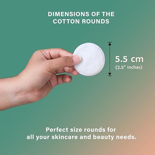 Premium 100% cotton pads, 200 rounds - Skincare, Baby, Cleansing, Gentle & soft, Hypoallergenic, Extra absorbent & Lint free.