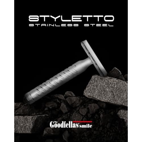The Goodfellas' Smile Styletto V2 Double Edge Safety Razor ? 100% Stainless Steel, High Luster Finish | Made in Italy Computer Designed Head for Precise, Efficient & Comfortable Wet Shaving
