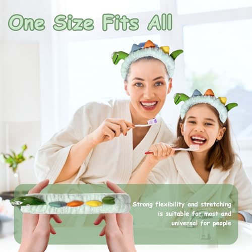 Funny Dinosaur Headband Cute Animal Cat Duck Frog Dinosaur Snail Kawaii Spa Headband Hair Accessories for Washing Face Shower Sports Beauty Skincare (Style 19)