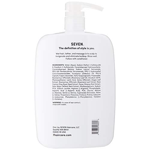 SEVEN Hair Care Cubica Clarifying Shampoo for Women & Men, Detox and Minimize Dry Scalp + Buildup with Rosemary, Eucalyptus & Rose Hip Oil, Cruelty Free, Sulfate Free, Made in USA