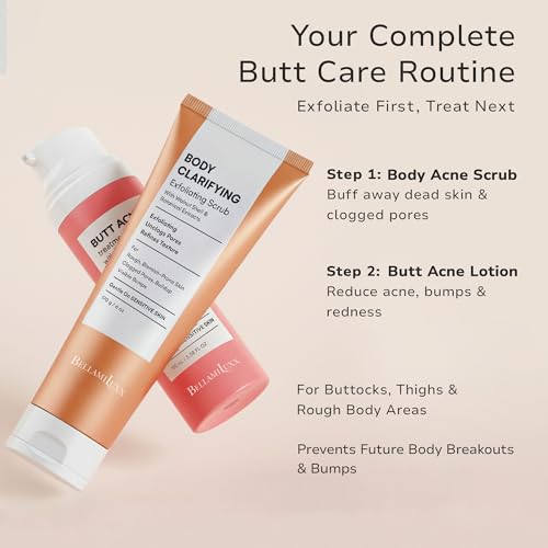 Butt Acne Clearing Treatment Cream: Body Acne Treatment for Folliculitis and Pimples on Buttocks, Thighs, and Body with 2% Salicylic Acid & Tea Tree Oil - Butt Cream for Smooth Skin