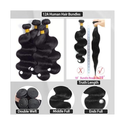 Brazilian Human Hair Bundles 12A Body Wave Bundles Human Hair Unprocessed Brazilian Virgin Hair Weave Bundles Deals Human Hair Natural Black 22 24 26 28