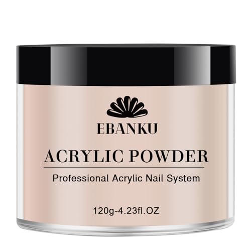 EBANKU Nude Colors Acrylic Powder for Nails, 120g/4.23oz Acrylic Powder Large Capacity Professional Acrylic Nail Powder for Nail Acrylic Extension, Nail Carving, Long-Lasting, No Nail Lamp Needed