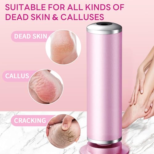 Dermave Electric Foot Callus Remover, 800RPM Electric Foot File Callus Remover for Feet with 60 pcs Sandpaper Discs, Stepless Speed Professional Foot Scrubber Pedicure Tools for Dead Skin and Calluses