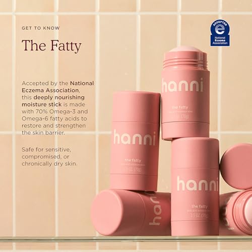 HANNI Fatty Body Moisturizer Stick with Fatty Acids, Travel Size Friendly Solid Lotion for Plumping and Hydration, Fragrance-Free and Safe for Sensitive Skin, 2.5 oz (Pack of 2)