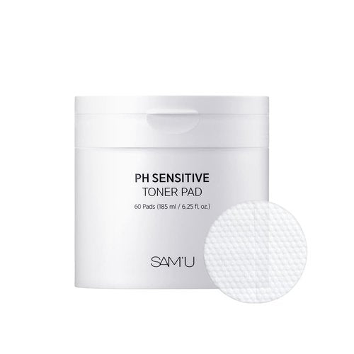 SAM’U PH Sensitive Toner Pad – Splitable Dual-Textured Vegan Facial Exfoliating Pads with Hyaluronic Acid & Panthenol for Daily Hydration & Soothing - Korean Skin Care (60 Pads)