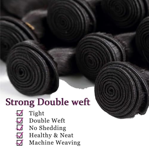 Body Wave Human Hair Bundles 16 18 20 Inch 100% Unprocessed Brazilian Virgin Hair Weave 3 Bundles Human Hair Weft Body Wave Hair Extension for Black Women Natural Black