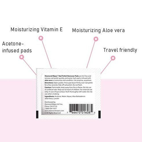 Bundle Deal-LA Fresh Makeup Remover Wipes 50 Packets and Diamond Wipes Pre-soaked Nail polish 50Pads