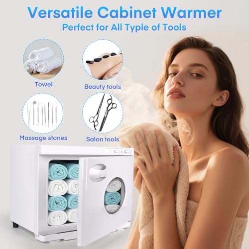 Hot Towel Warmer Cabinet 23L, Extra Large Capacity Towel Warmers Spa with See Through Window, Professional Towel Heater for Bathroom, Facials and Salon (White)