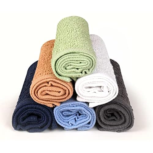Towel and Linen Mart 100% Cotton - 24 Pack Wash Cloth Set - Flannel Face Cloths, Highly Absorbent and Soft Feel Fingertip Towels (Multi, Pack of 24)